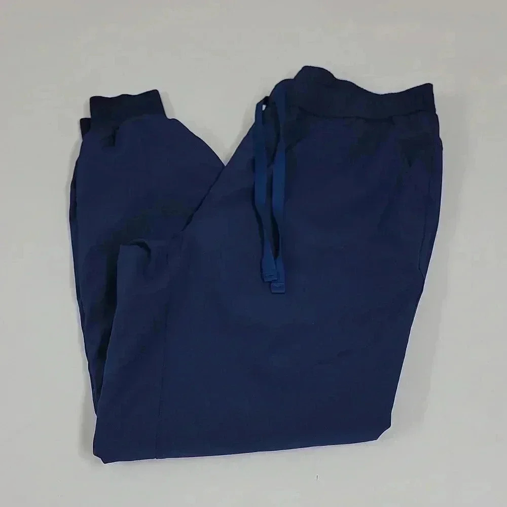 Figs Original Zamora High Waisted Joggers Scrub Pants in Navy Blue